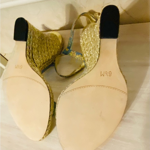 LAUNDRY by Shelli Segal Rhinestone and GOLD braided High Heel Sandals - Picture 10 of 12